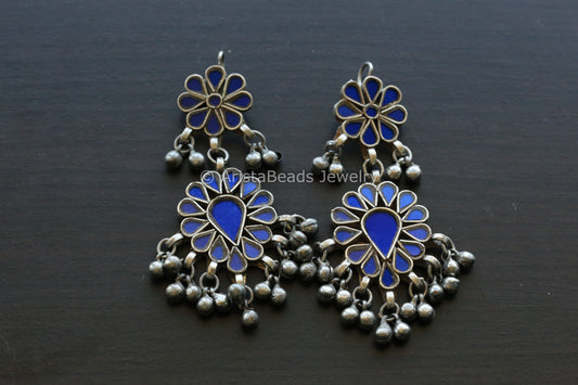 Darpan Real Glass Earrings - Blue