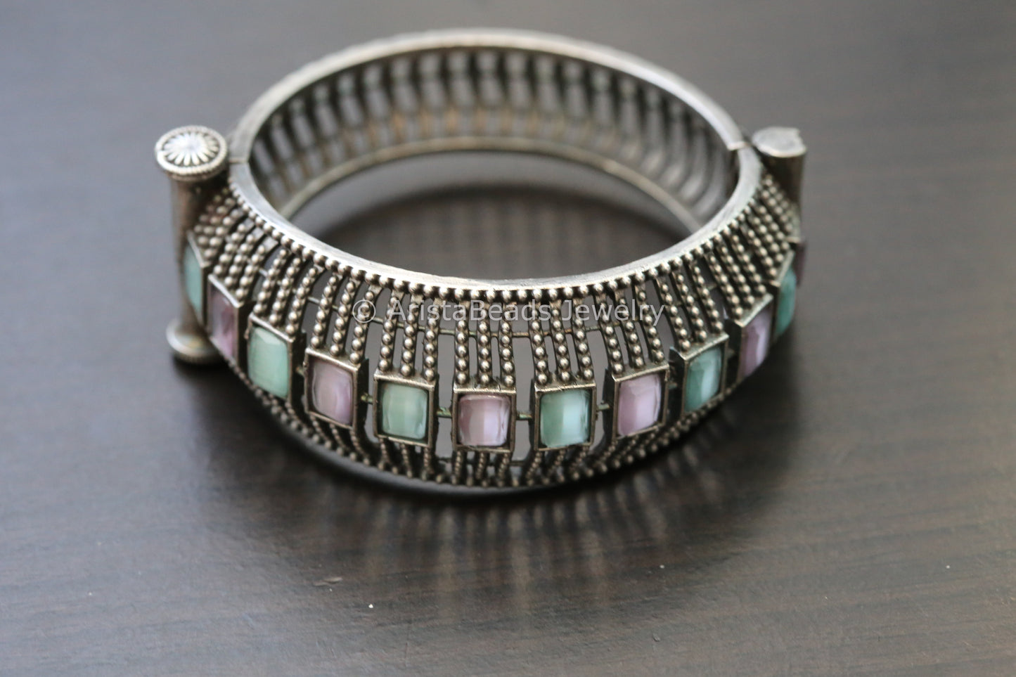 Blush Pink Mint Bangle Bracelet (Openable)
