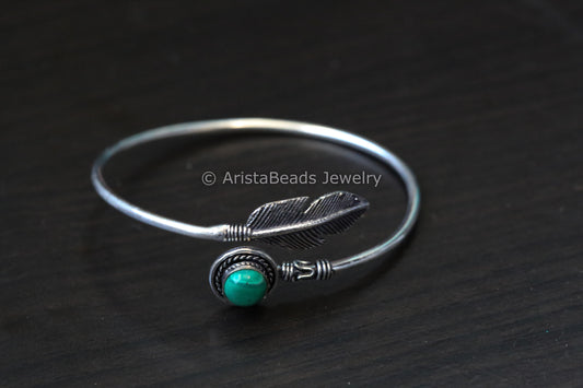 Dainty Oxidized Bracelet - Malachite