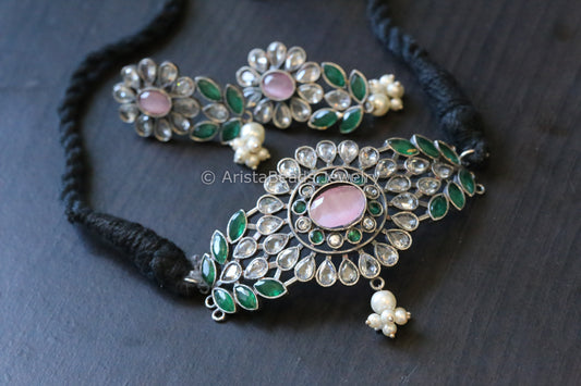 Green Clear Pink Choker Set