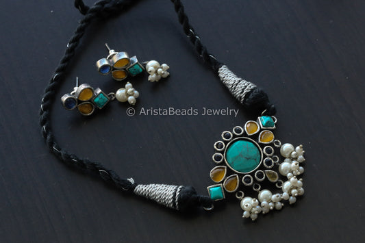 Small Delicate Choker Set - Turquoise Yellow