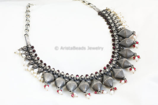 Sterling Silver Kemp Stone Dholki Necklace