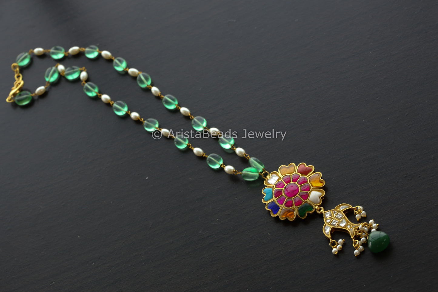 Next To Real Kundan Jadau Navratan Necklace