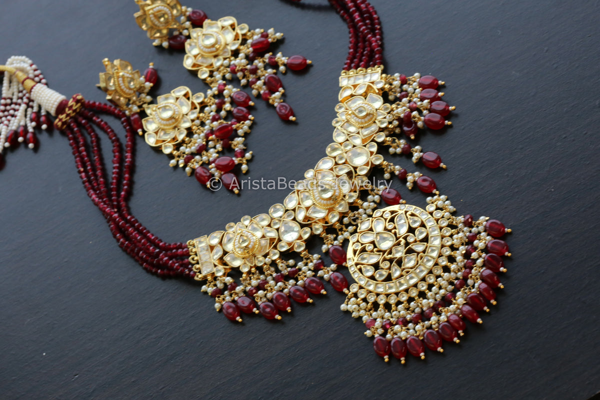 One Of A Kind Pachi Takkar Work Kundan Necklace Set