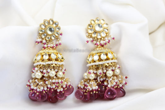 Handmade Pachi Kundan Jadau Jhumka