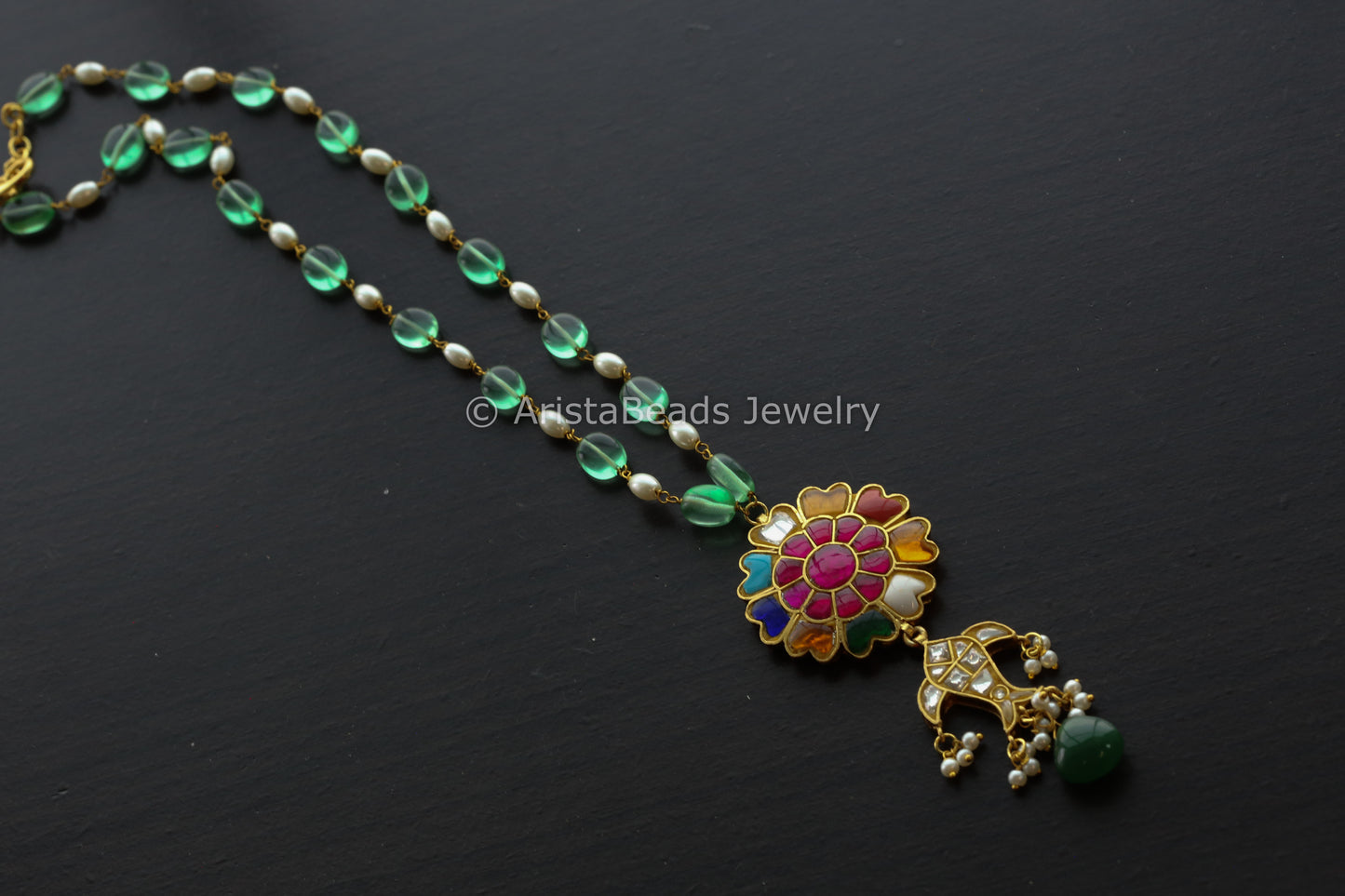 Next To Real Kundan Jadau Navratan Necklace
