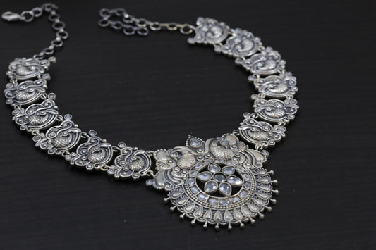 Silver Look Alike Tribal Necklace - Clear