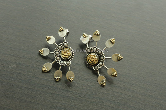 Contemporary Dual Tone 925 Sterling Silver Earrings