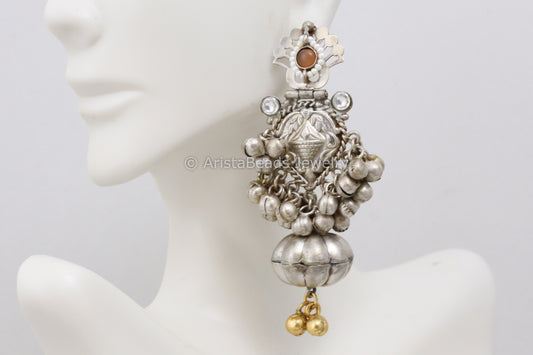 Cute Dual Tone 925 Silver Polish Earrings - Peach