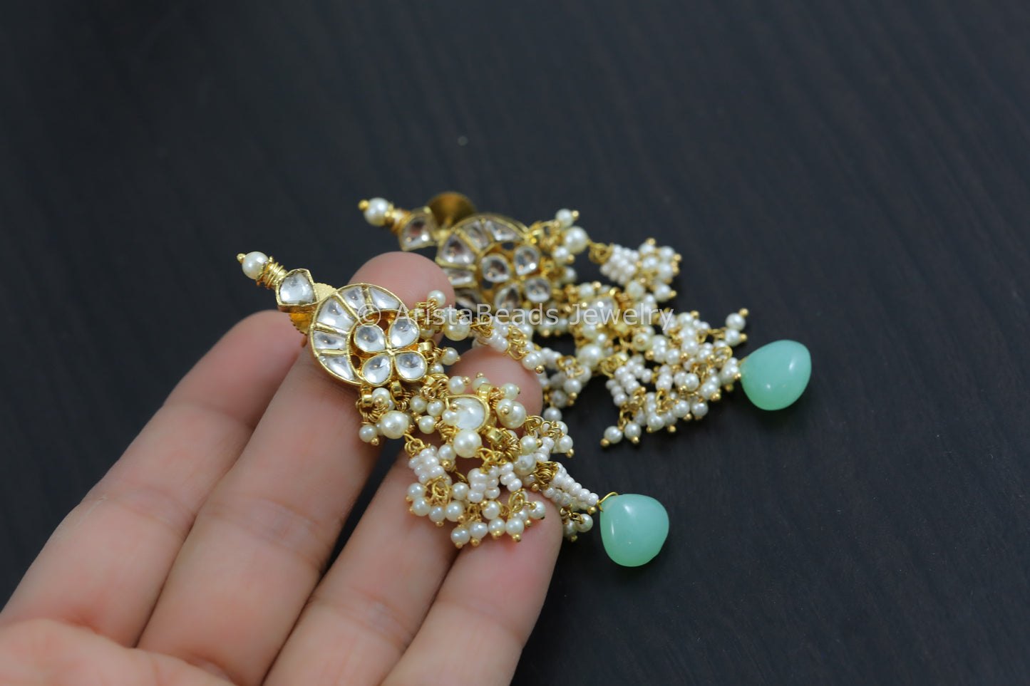 Clear Pachi Kundan Earrings