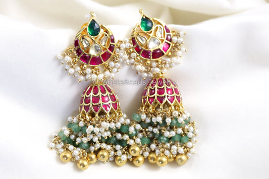 Handmade Pachi Kundan Jadau Jhumka