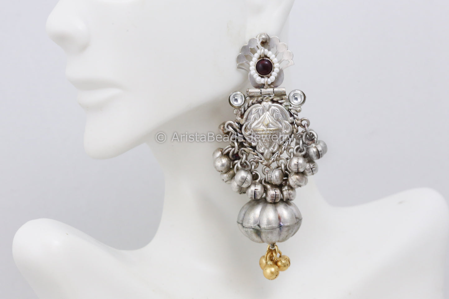Cute Dual Tone 925 Silver Polish Earrings - Red