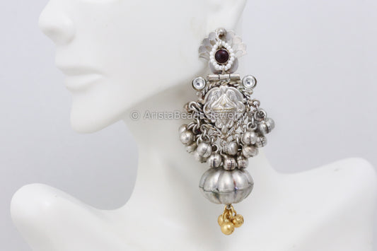 Cute Dual Tone 925 Silver Polish Earrings - Red