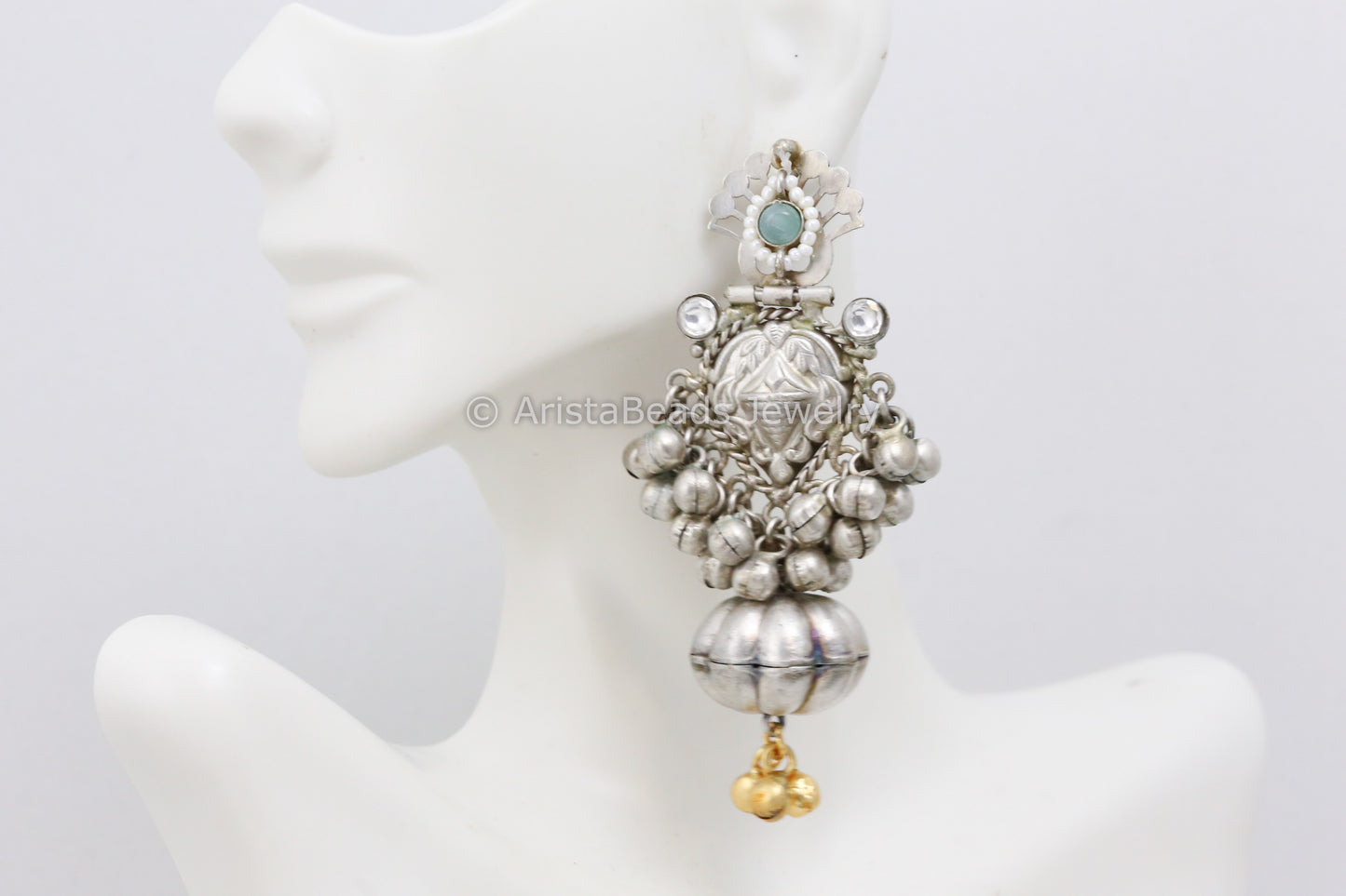 Cute Dual Tone 925 Silver Polish Earrings - Mint