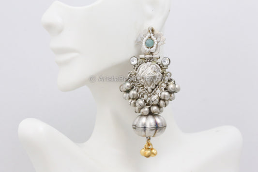 Cute Dual Tone 925 Silver Polish Earrings - Mint