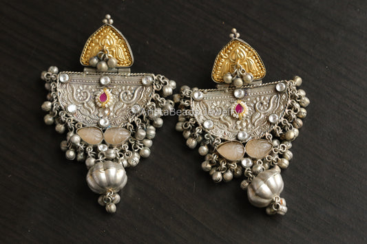 Extra Large 925 Silver Polish Dual Tone Chandbaali - Peach