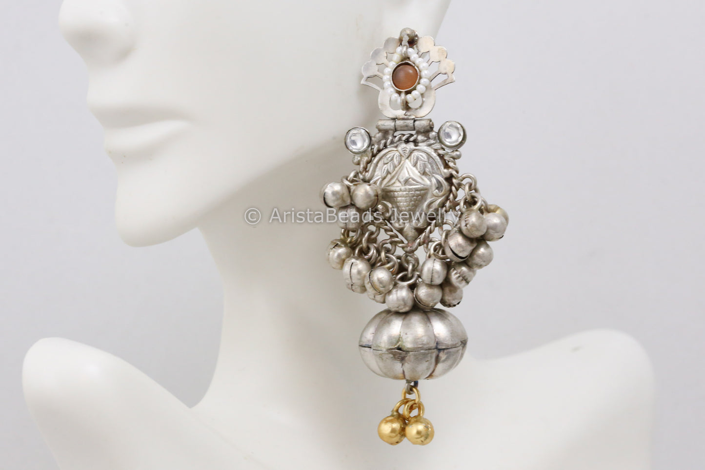 Cute Dual Tone 925 Silver Polish Earrings - Peach