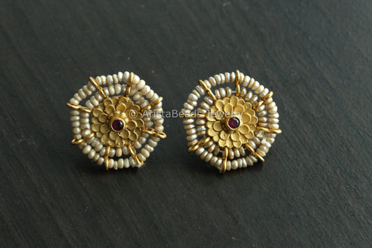 Real Fresh Water Pearls Sterling Silver Studs