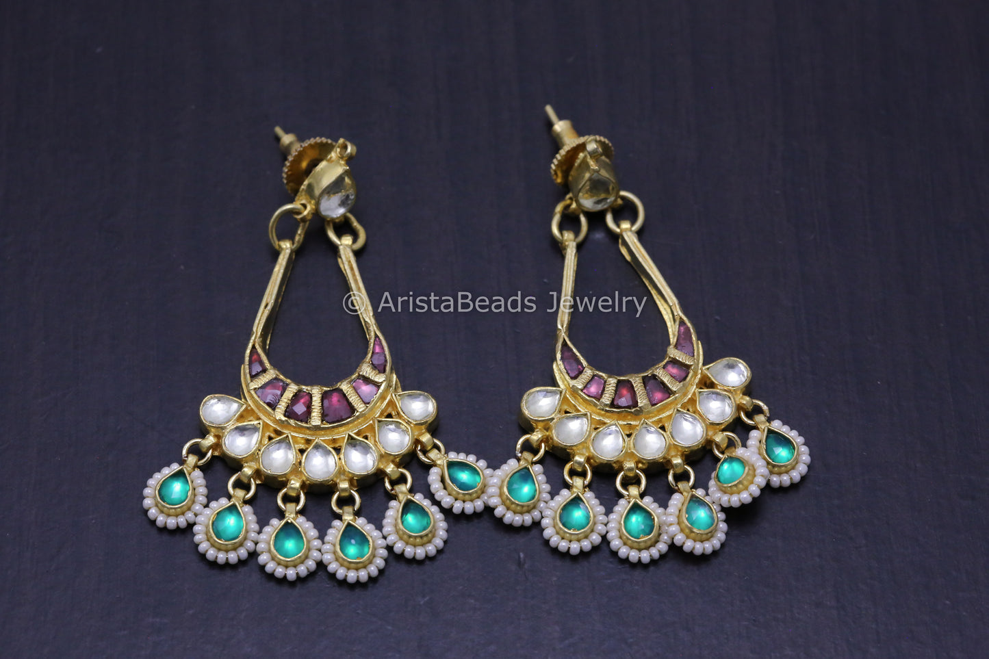 Multicolor Pachi Kundan Chandbaali