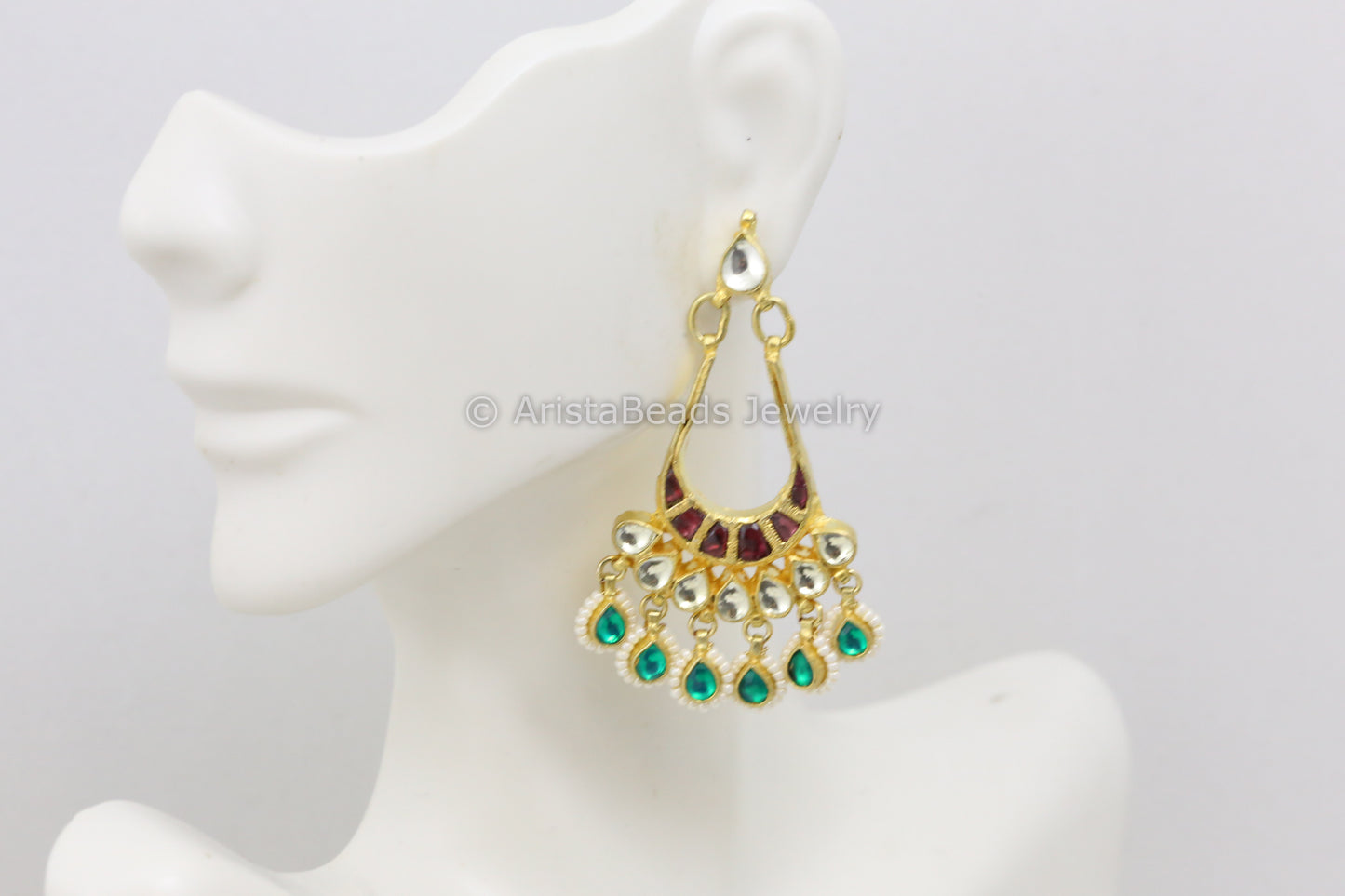 Multicolor Pachi Kundan Chandbaali