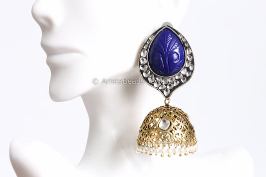 Contemporary Blue Kundan Jhumka