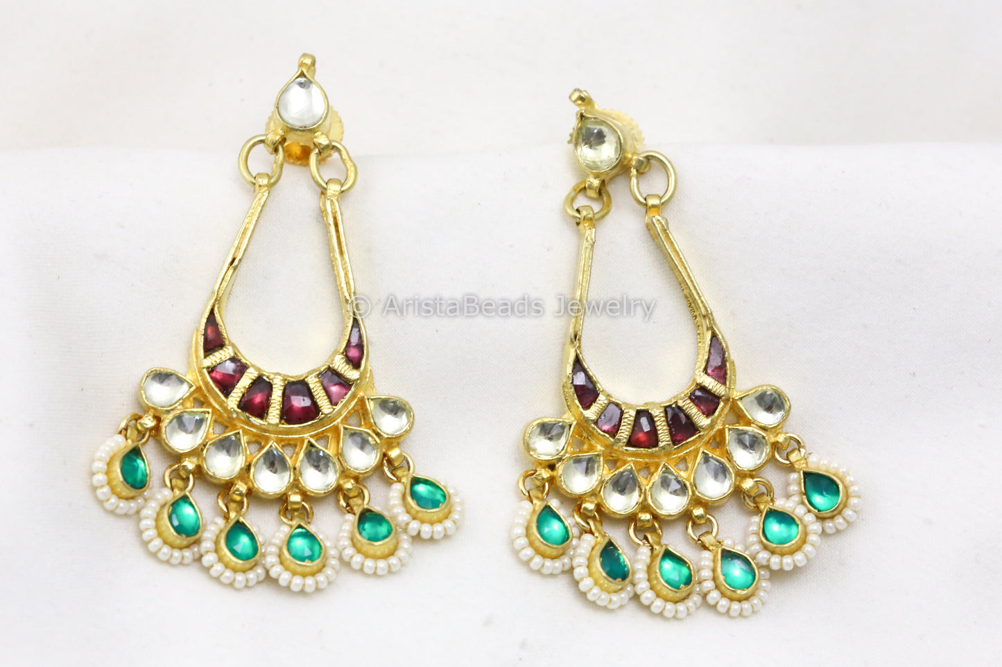 Multicolor Pachi Kundan Chandbaali