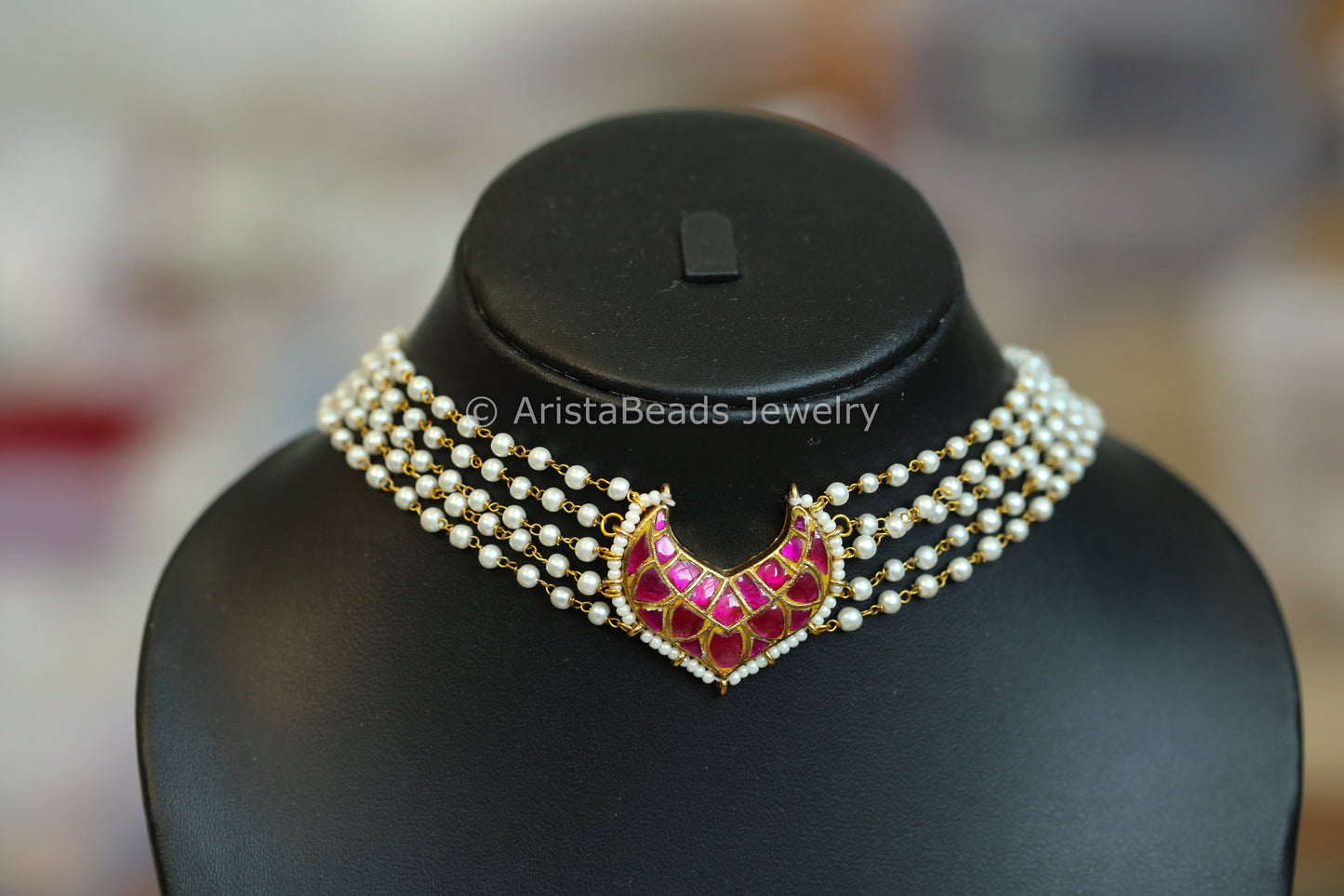 Pearl Chain Beaded Jadau Kundan Choker