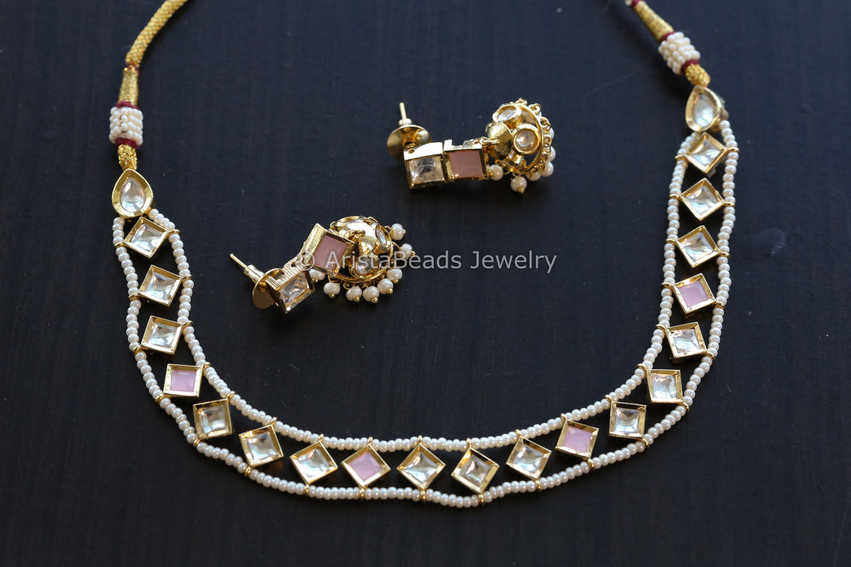 Premium Quality Foil Kundan Set - Pink