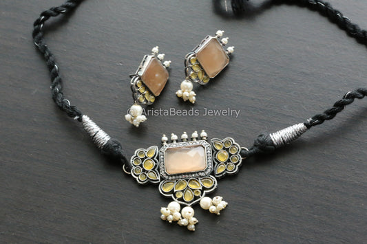 Dainty Choker Set - Peach Yellow