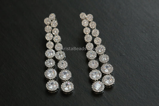 Contemporary Solitaire CZ Earrings- ABJ101-14