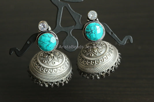 Turquoise Stone Jhumka