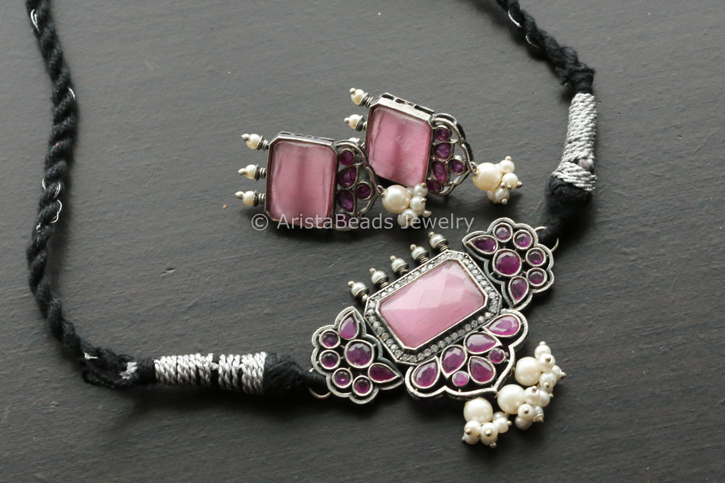 Dainty Choker Set -Pink