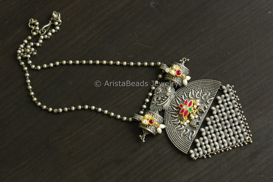 Kundan Jadau Motif Oxidized Necklace - Style 4