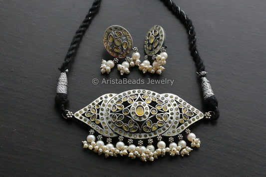 Yellow Jadau Look CZ Choker Set