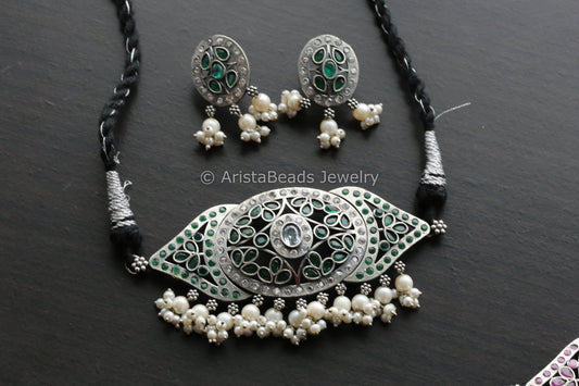 Green Jadau Look CZ Choker Set
