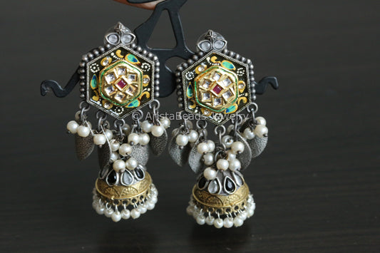 Enamel Jhumka -Black