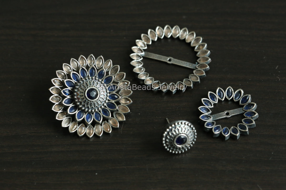 Peach Blue 3-IN-1 Flower Studs