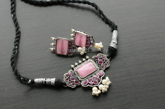 Dainty Choker Set -Pink