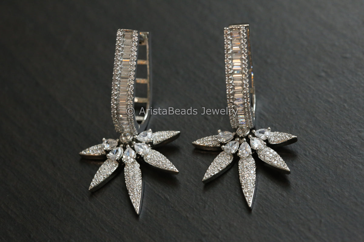 Premium Micro CZ Hoop Earrings - Silver