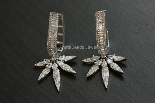 Premium Micro CZ Hoop Earrings - Silver