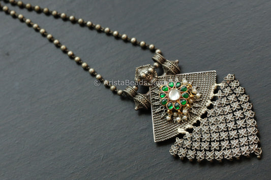 Kundan Jadau Motif Oxidized Necklace - Style 6