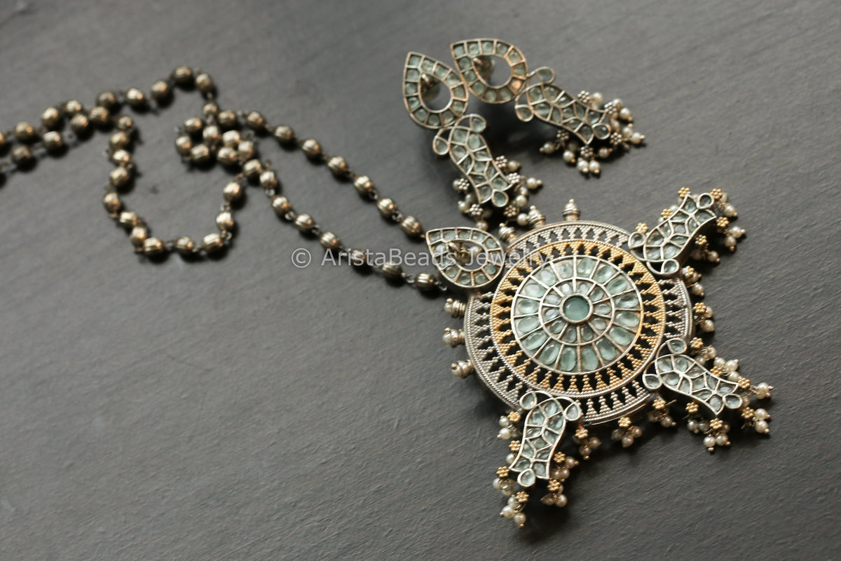 Dual Tone Necklace Set - Mint