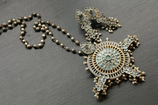 Dual Tone Necklace Set - Mint