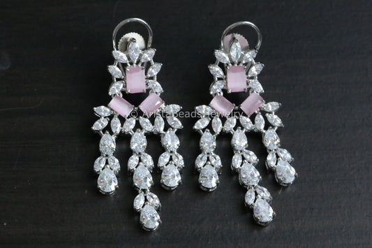 Contemporary Pink CZ Earrings