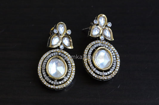 Contemporary Dual Tone Uncut Earrings