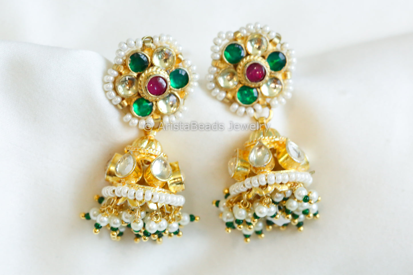 Small Flower Pachi Kundan Jhumka
