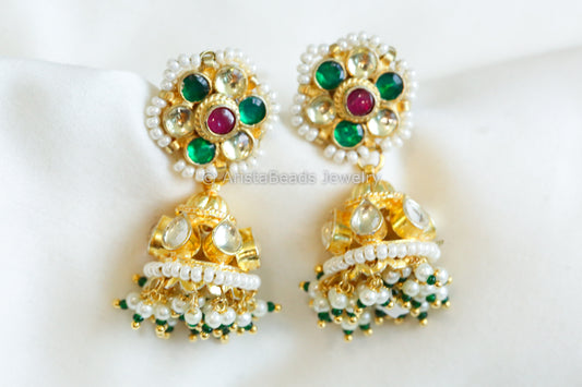 Small Flower Pachi Kundan Jhumka