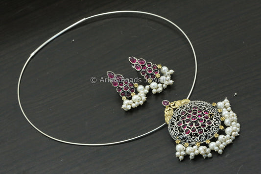 Silver Look Hasli Set - Ruby