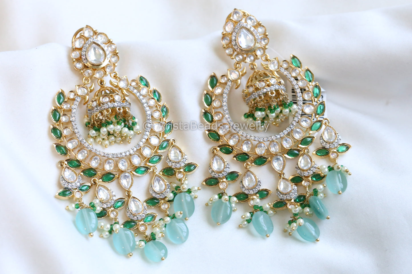 Kundan Emerald Chandbaali