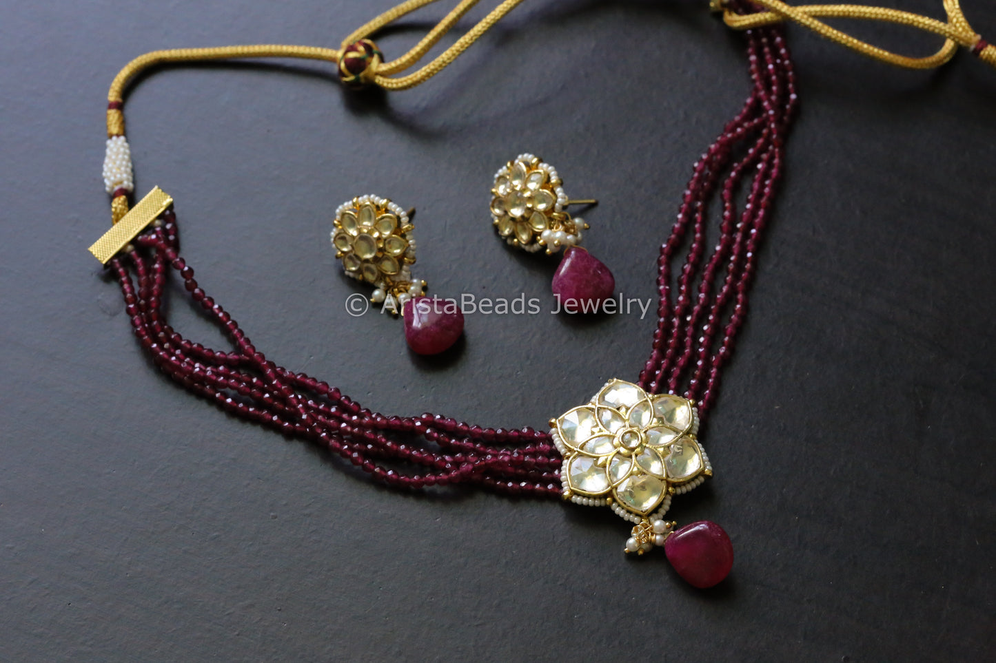 Dainty Pachi Kundan Choker Set - Ruby